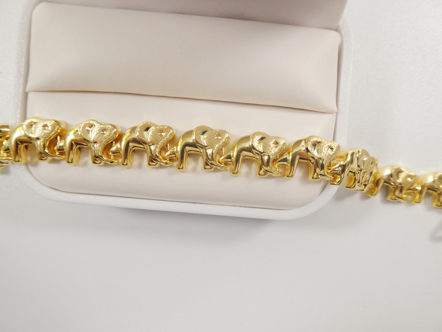 Sterling Silver Elephant Bracelet: 14k Gold Finish, Yellow Tone