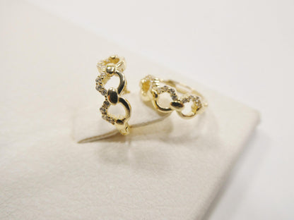 Real 10k Solid Yellow Gold Designer Hoop Huggie Earrings