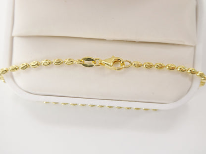 Real 925 Sterling Silver 7 Inch Bead Bracelet 14k Yellow Gold Finish