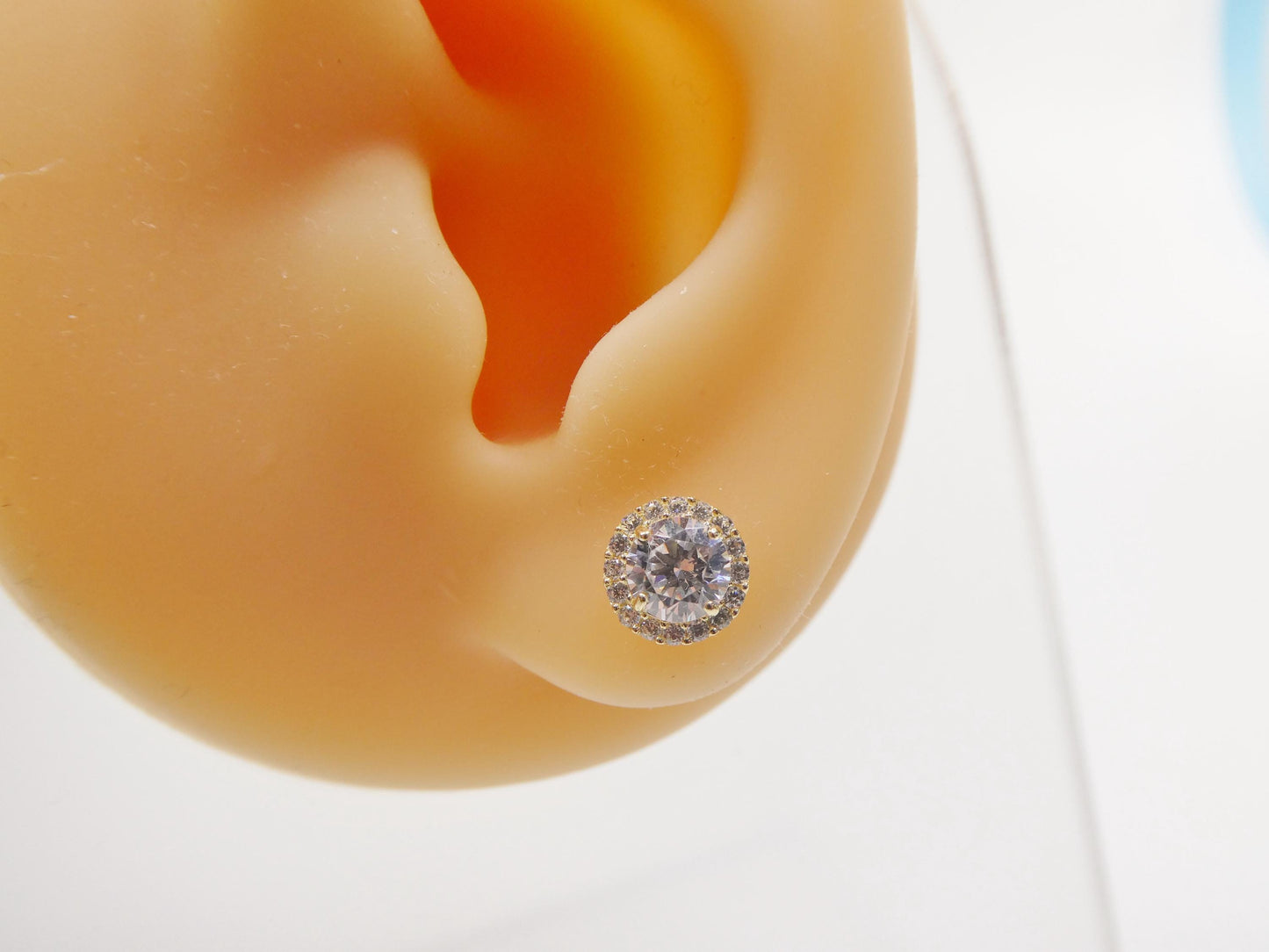 real 10k solid yellow gold push post round stud earring