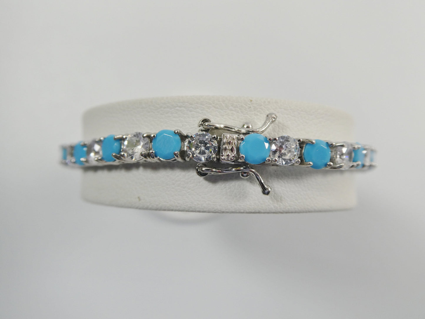 4mm 7 Inch turquoise tennis bracelet real 925 sterling silver