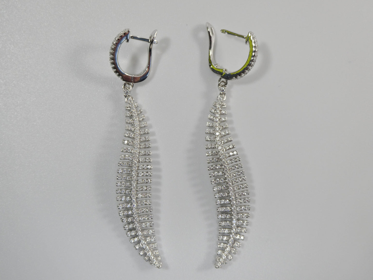 real 925 sterling silver micro pave setting 14k white gold color finish drop earring