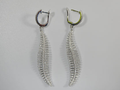 Real 925 Sterling Silver Micro Pave Setting 14k White Gold Color Finish Drop Earring