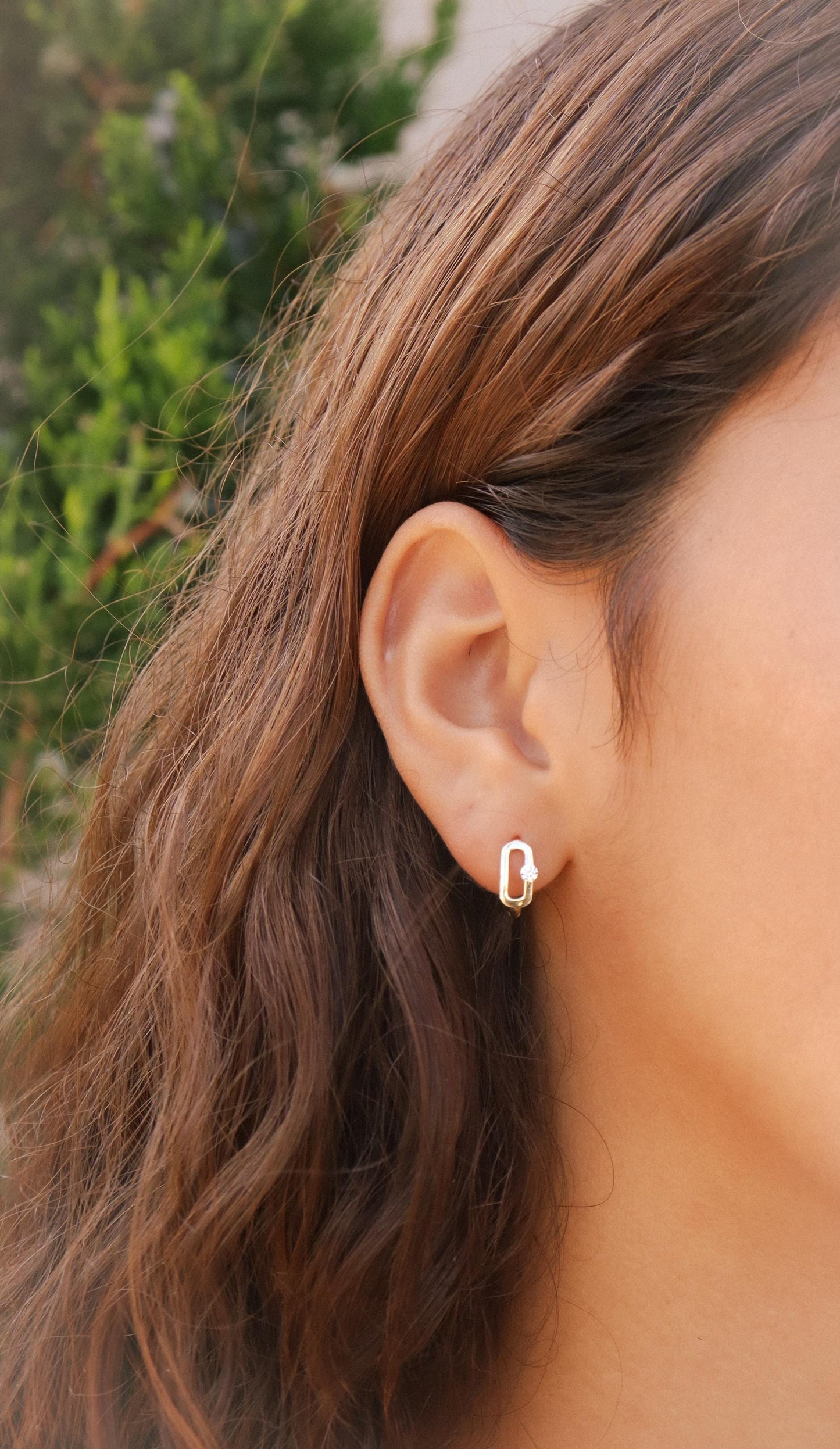real 10k solid yellow gold paperclip hoop huggie earrings