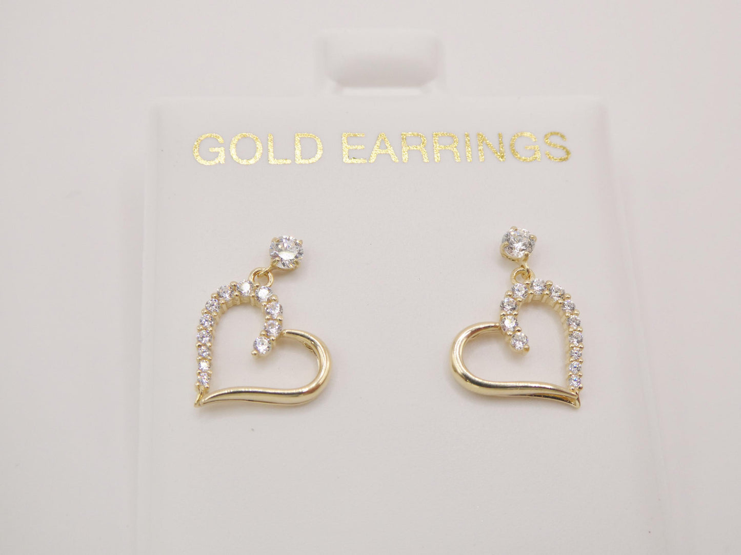 10k real solid gold heart dangling push back earrings