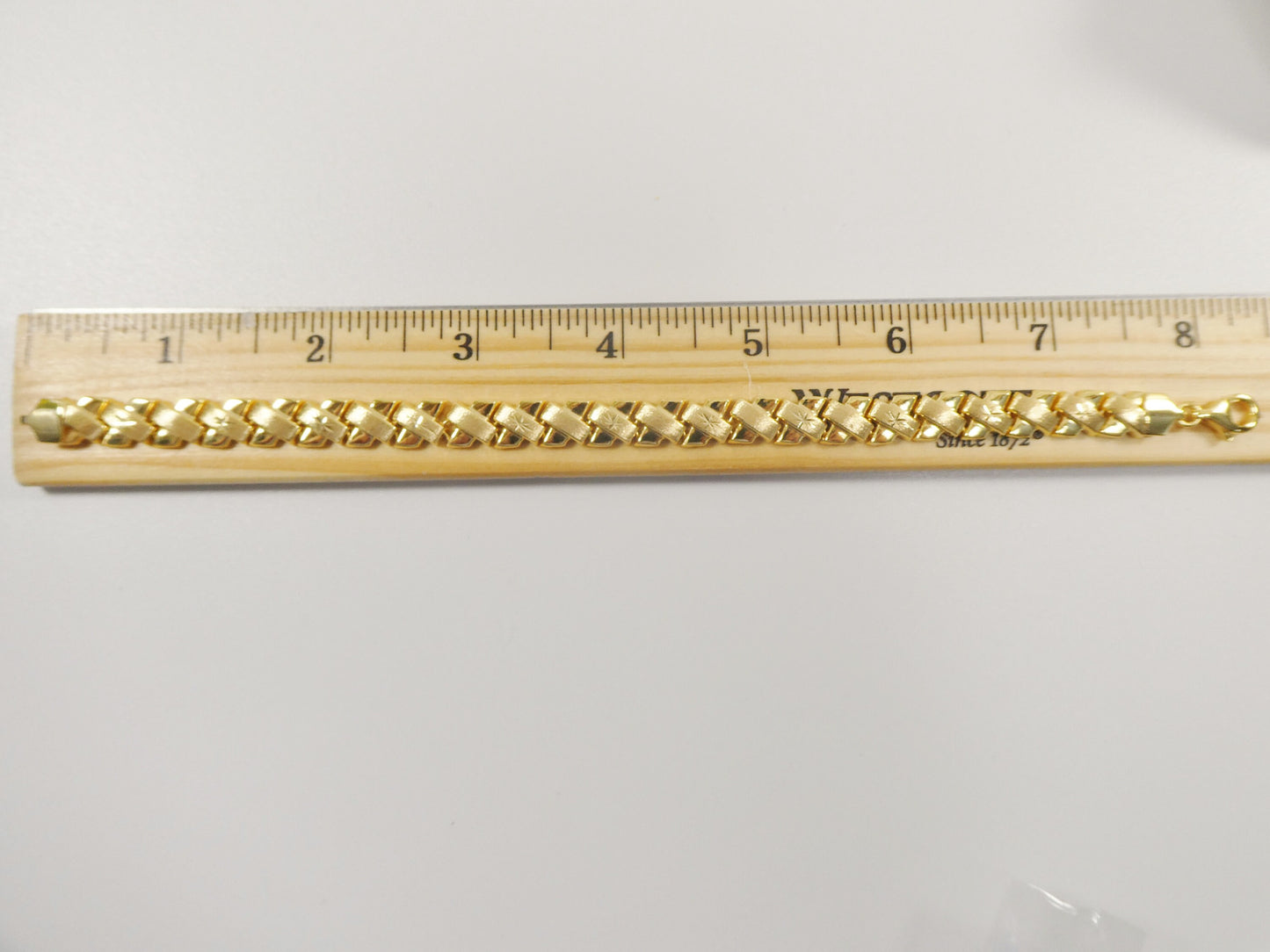 real 925 sterling silver stampato X bracelet 14k yellow gold finish