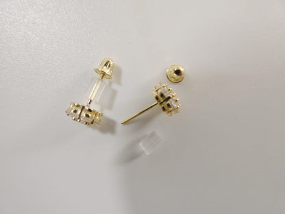 Real 10k Solid Yellow Gold Screw Post Flower Stud Earrings