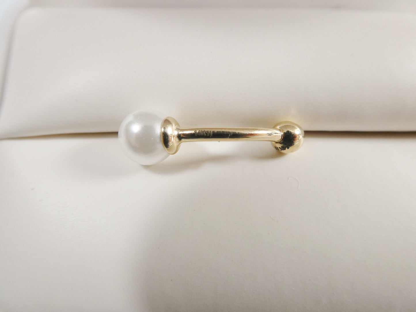 14k real solid yellow gold freshwater pearl belly button ring piercing