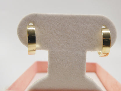 Real 10k Solid Yellow Gold High Polish Plain Hoop Huggie Earrings