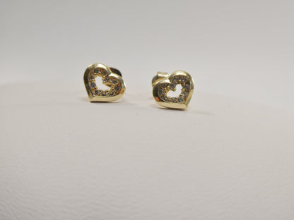 Real 10k Solid Yellow Gold Small Heart Push Post Stud Earrings