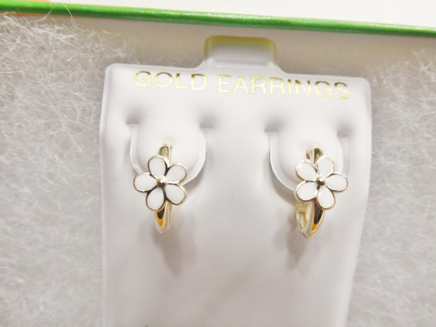 real 10k solid yellow gold enamel designer earrings