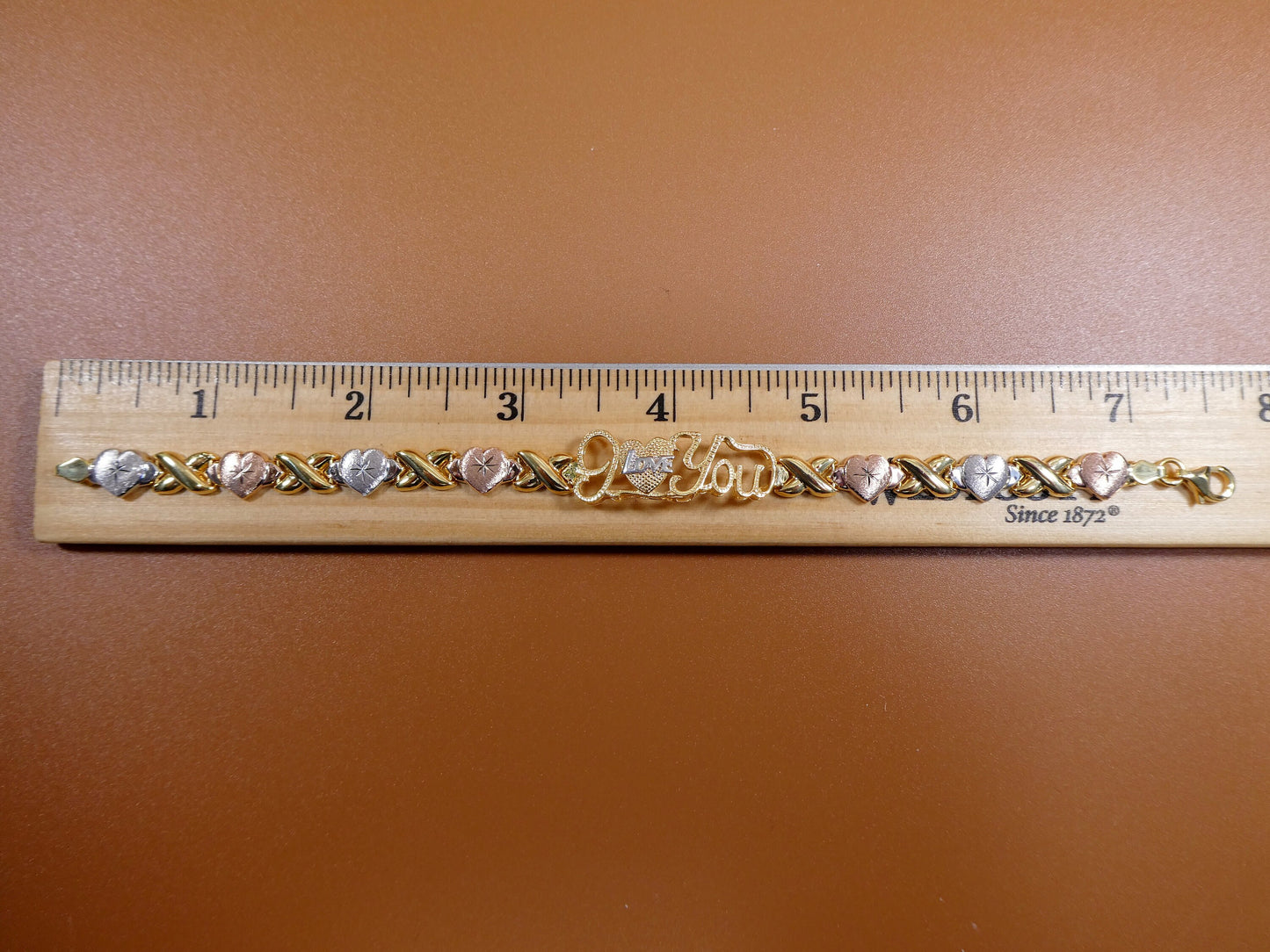 Sterling Silver XOXO Necklace Bracelet Set: Tri Color Gold Tone