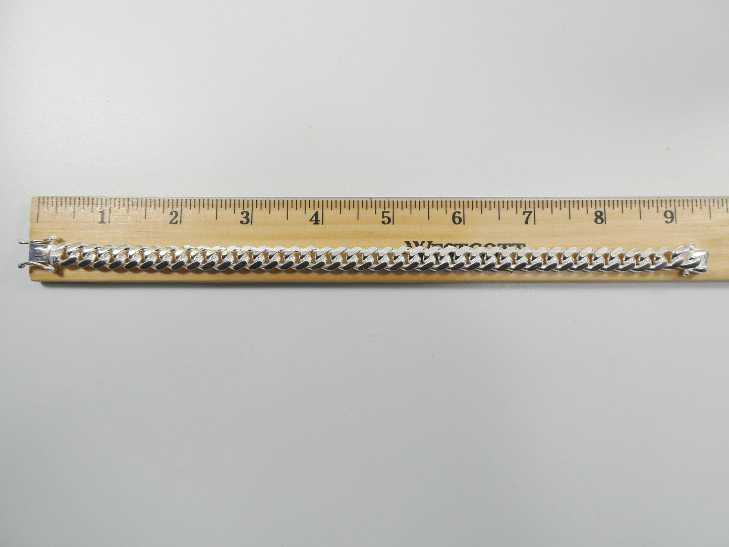 9mm real Miami link solid 925 sterling silver men bracelet safety box lock