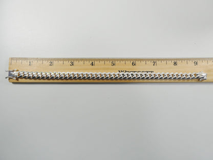 9mm Real Miami Link Solid 925 Sterling Silver Men Bracelet Safety Box Lock