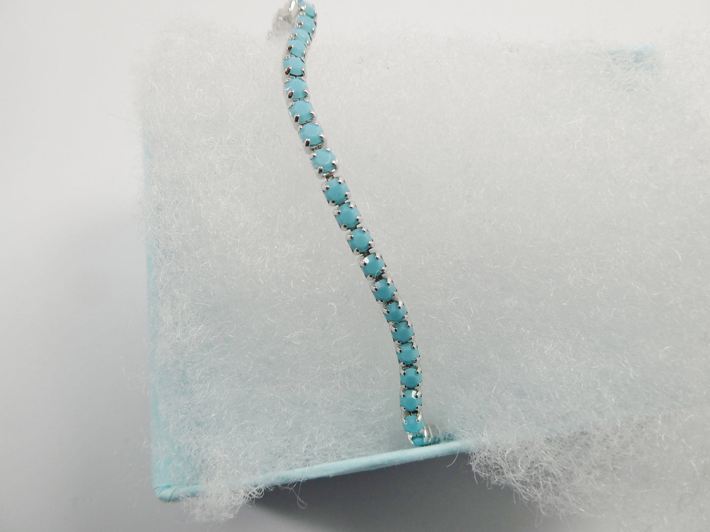 Adjustable turquois tennis bracelet real 925 sterling silver
