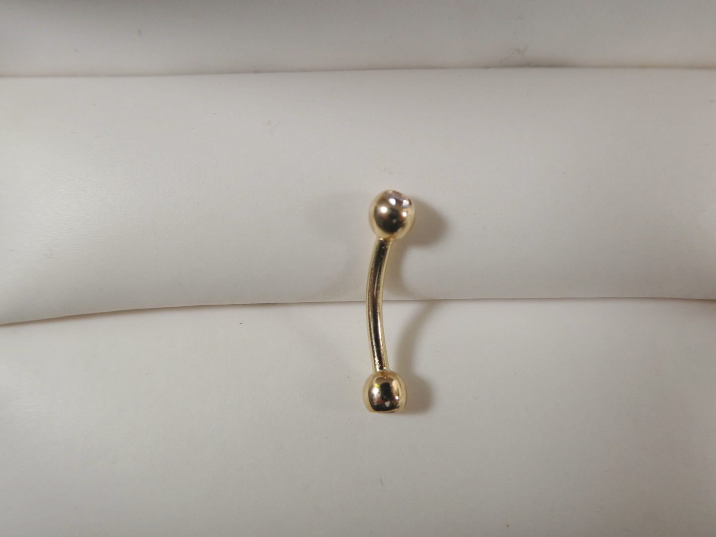 14K real solid yellow gold white gold eyebrow cz both side curve piercing