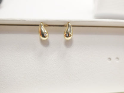Real 10k Solid Yellow Gold Teardrop Push Post Earrings
