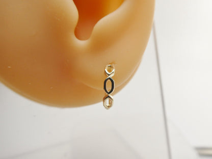 Real 10k Solid Yellow Gold Designer Hoop Huggie Earrings