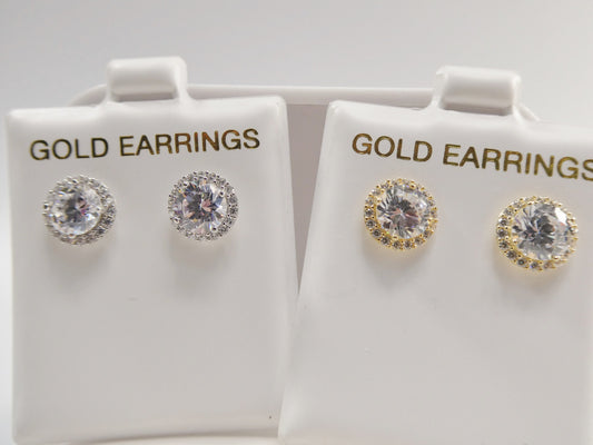 real 10k solid yellow gold push post circle stud earrings