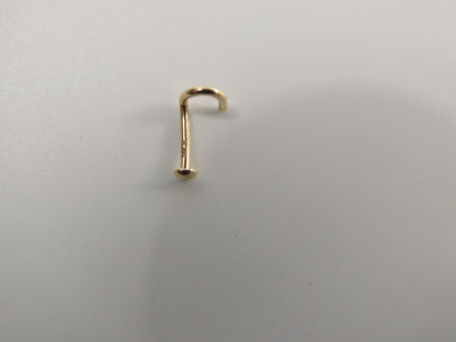 14k Real Solid Yellow Gold Twist Plain Flat Ball Nose Ring