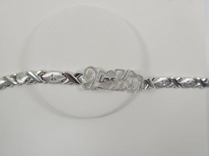 Sterling Silver I Love You XO Bracelet - 14k White Gold Finish