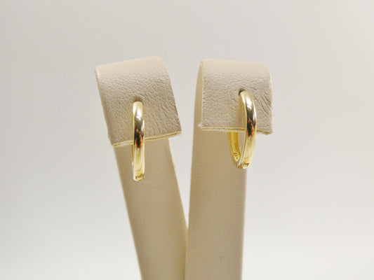 real 10k solid yellow gold high polish plain hoop huggie earring