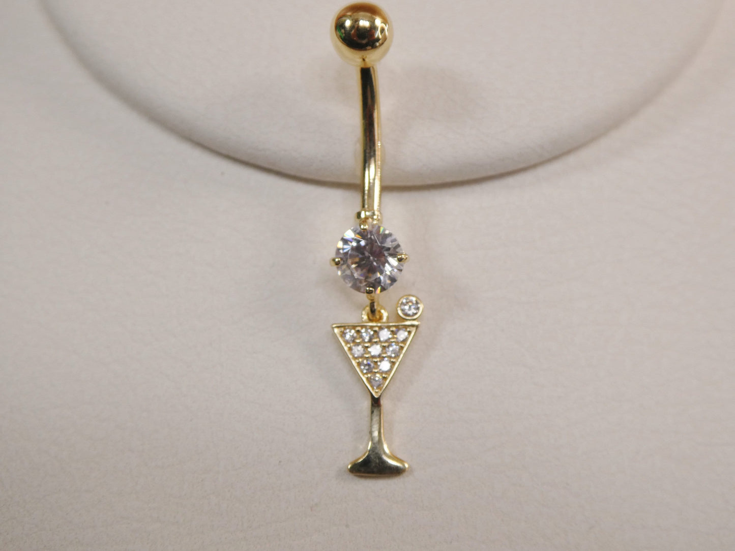 14k real solid yellow gold wine cup belly button ring piercing