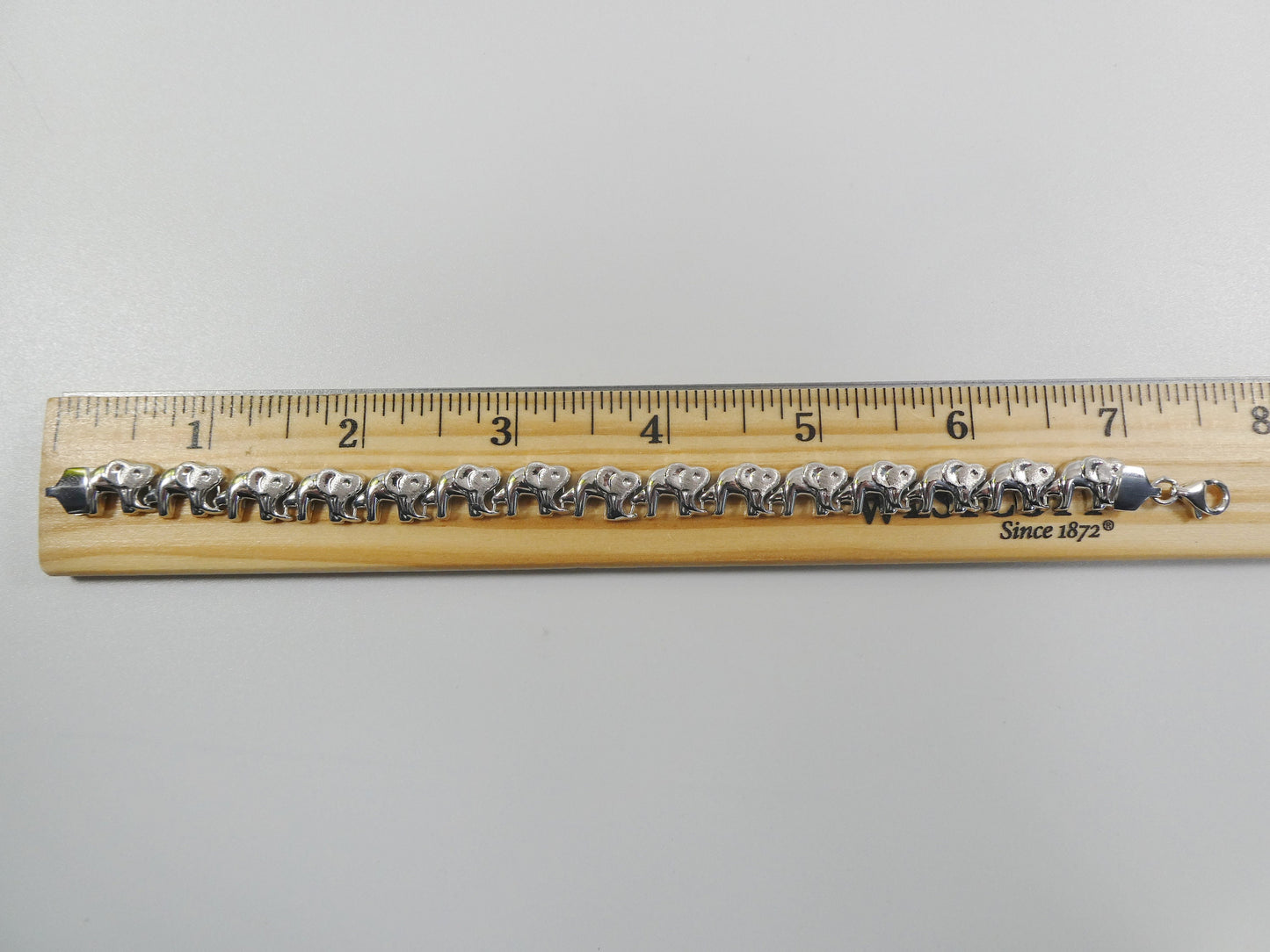 Sterling Silver Elephant Bracelet: 14k White Gold Finish
