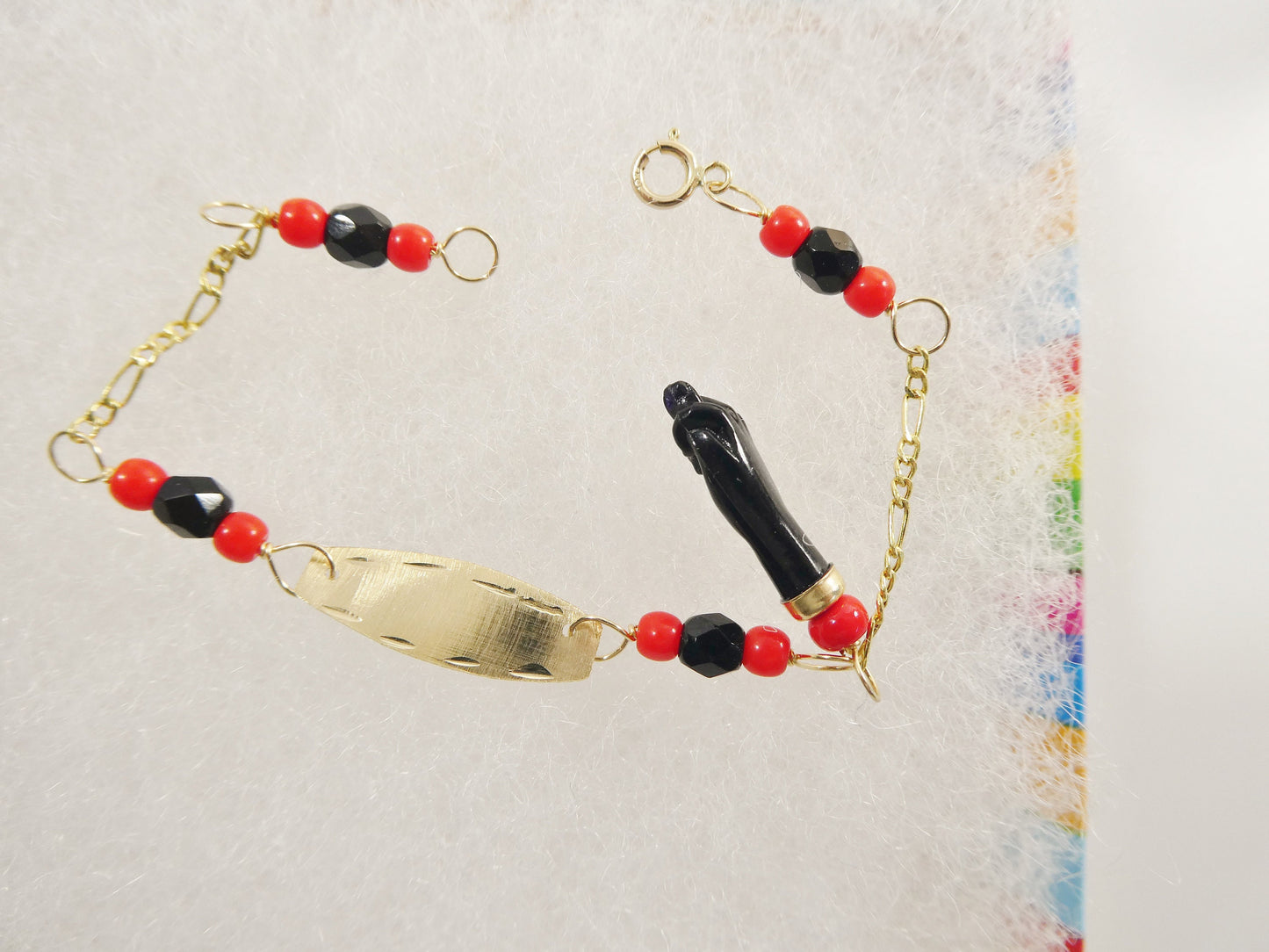 real 10k solid yellow gold 5 inch azabache boy girl baby bracelet