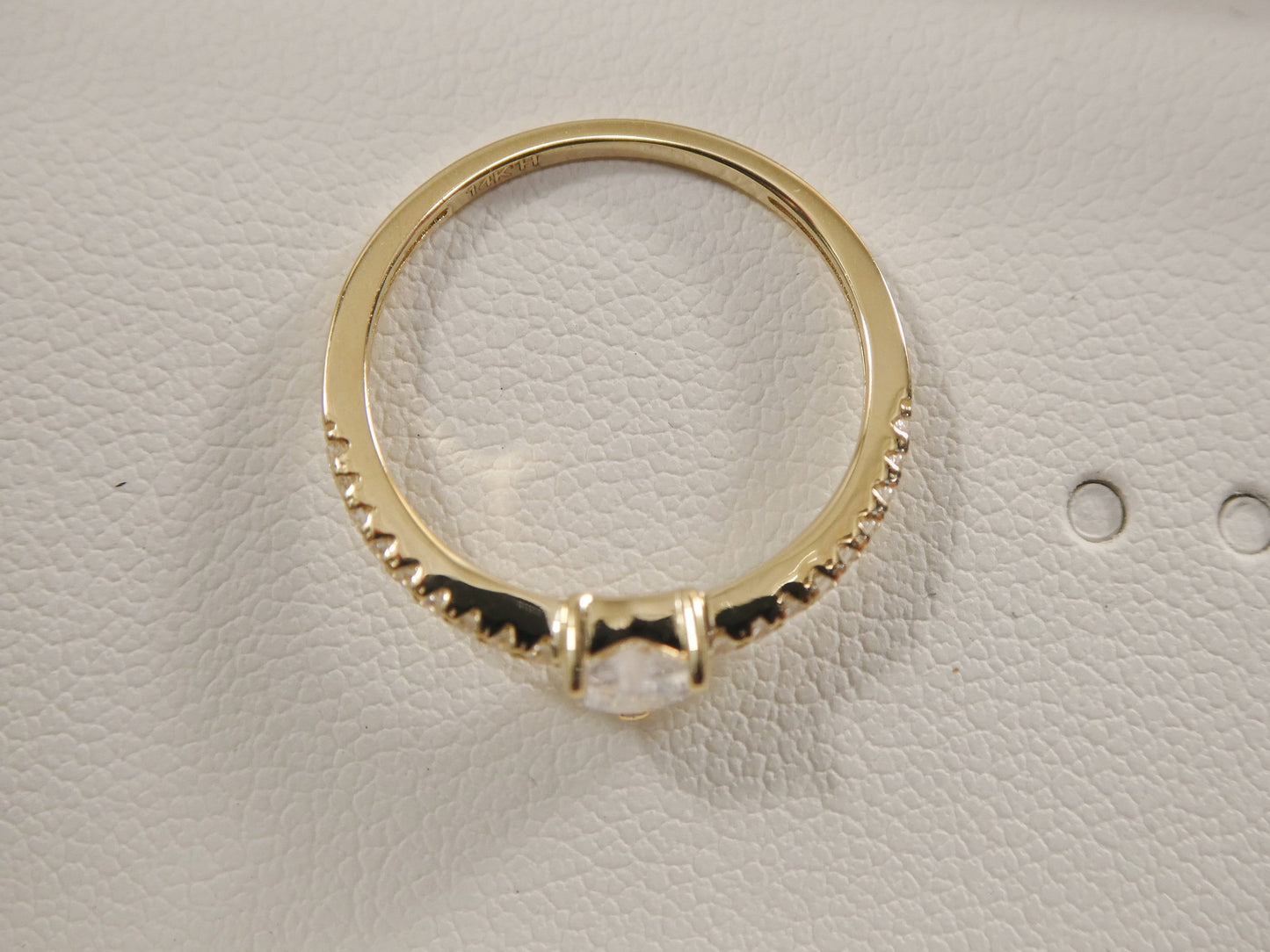 real 14k solid yellow gold women's classic micro pave setting pinky ring