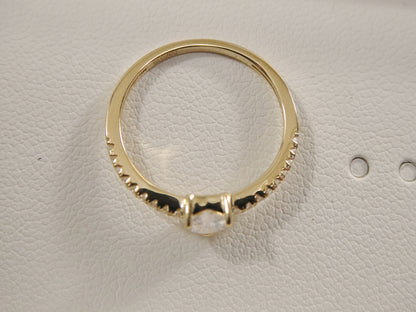 Real 14k Solid Yellow Gold Women's Classic Micro Pave Setting Pinky Ring