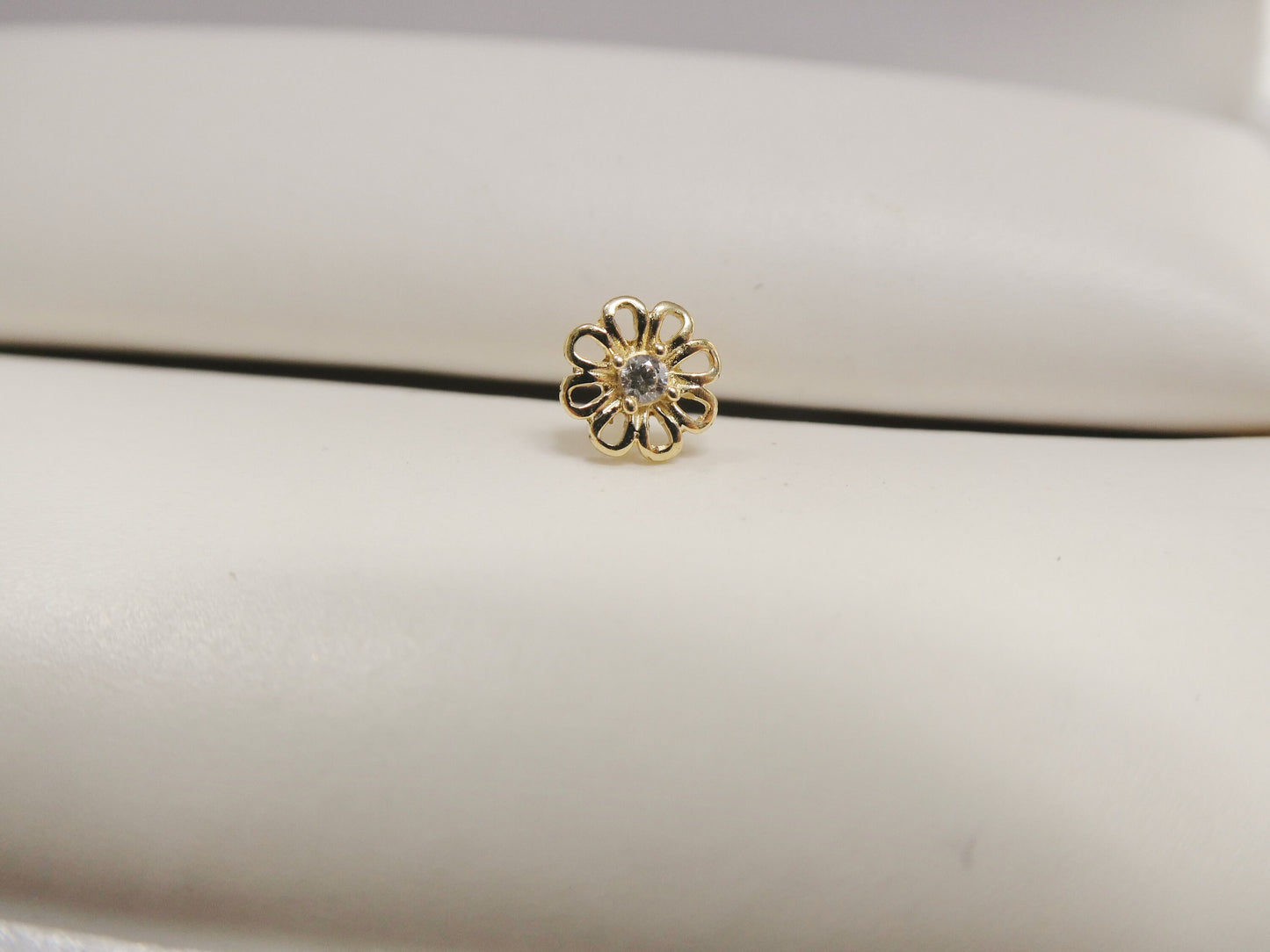 14k real solid yellow gold flower stud nose ring