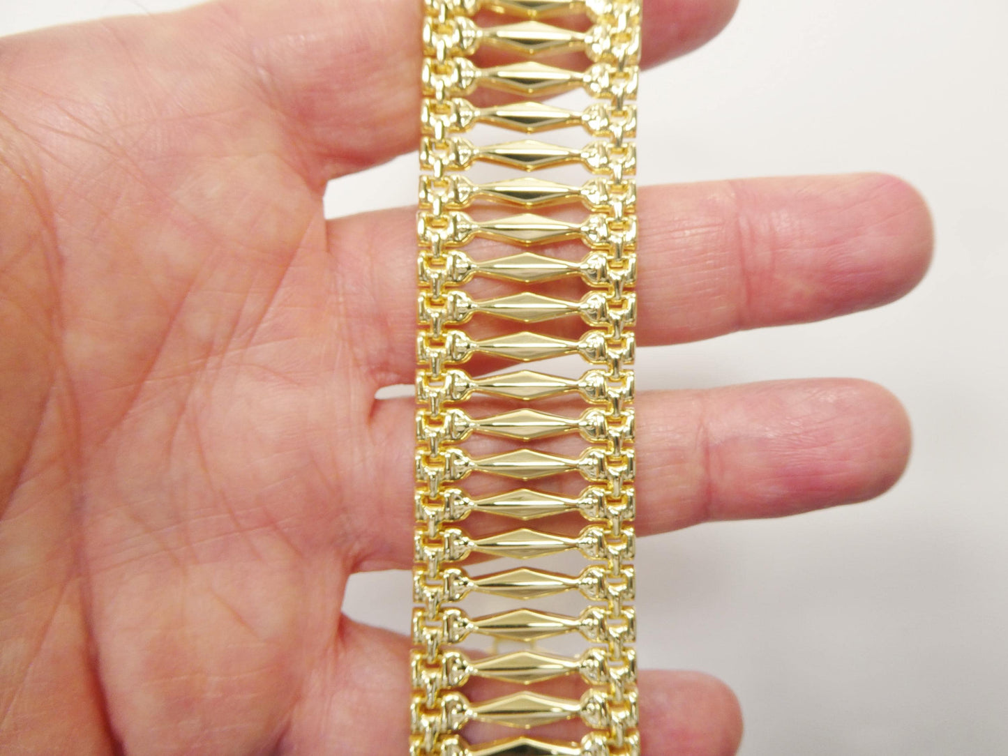 14k Gold Tone Cleopatra Bracelet: Sterling Silver Wide Band