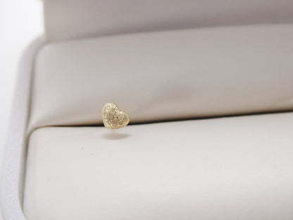 14k Real Solid Yellow Gold Heart Nose Stud Ring