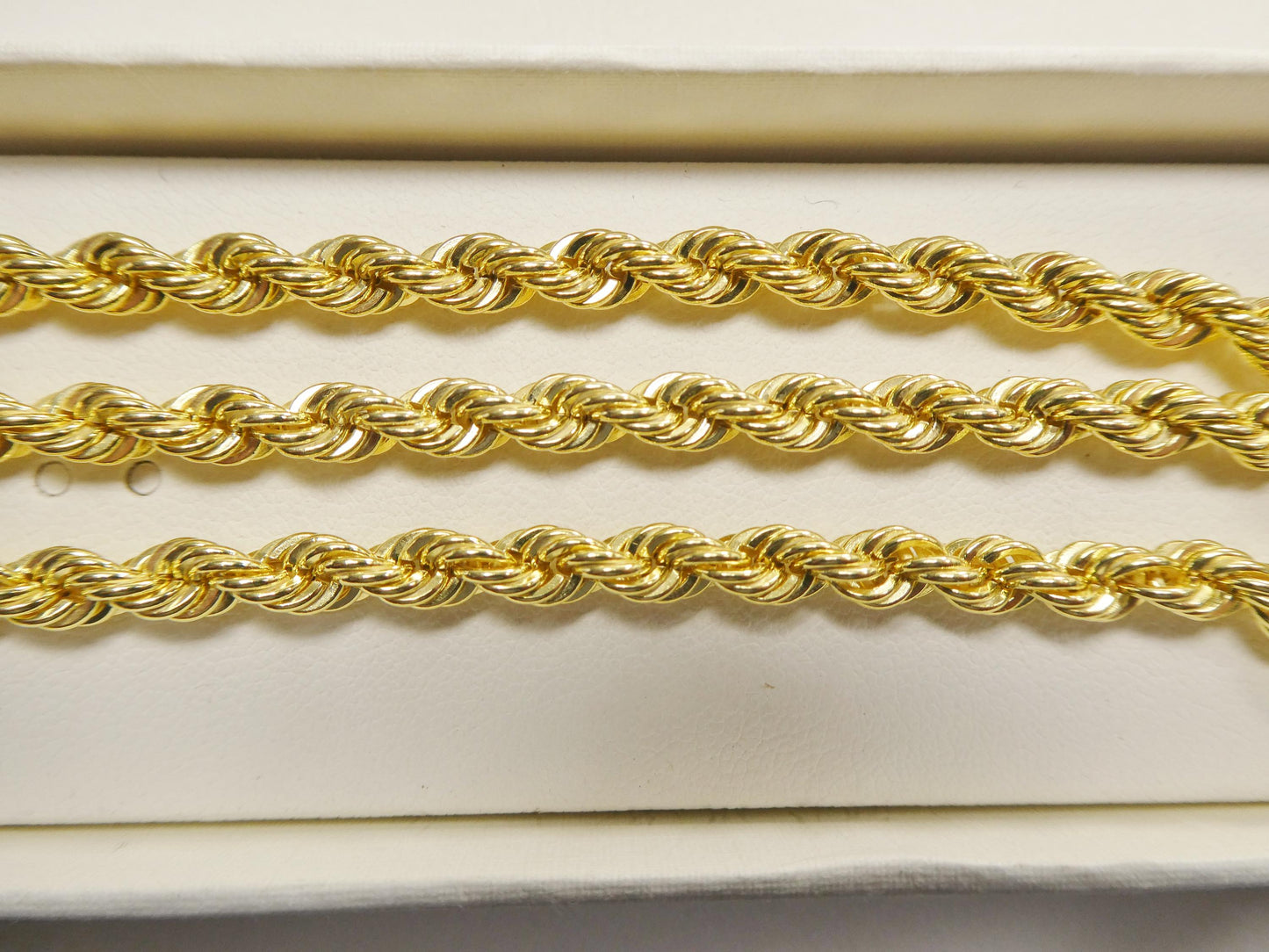 real 925 sterling silver rope chain 4.5mm 14k yellow gold finish