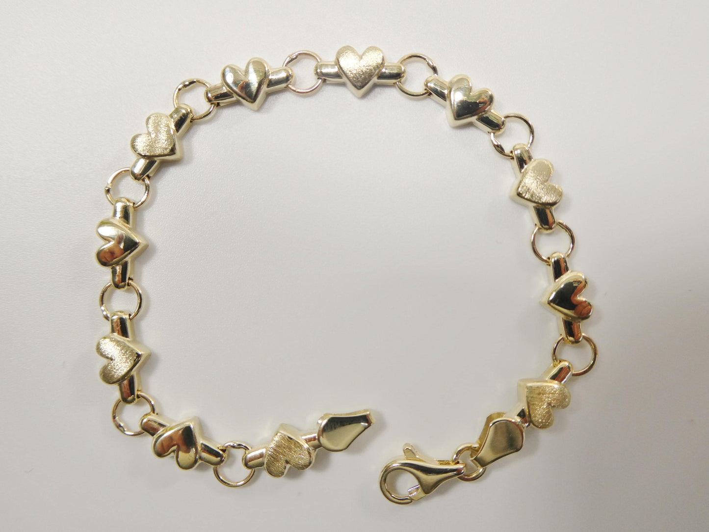 real 10k solid yellow gold 6 inch children/women xo heart bracelet