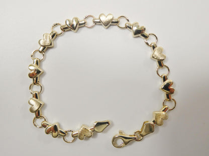 Real 10k Solid Yellow Gold 6 Inch Children/Women XO Heart Bracelet