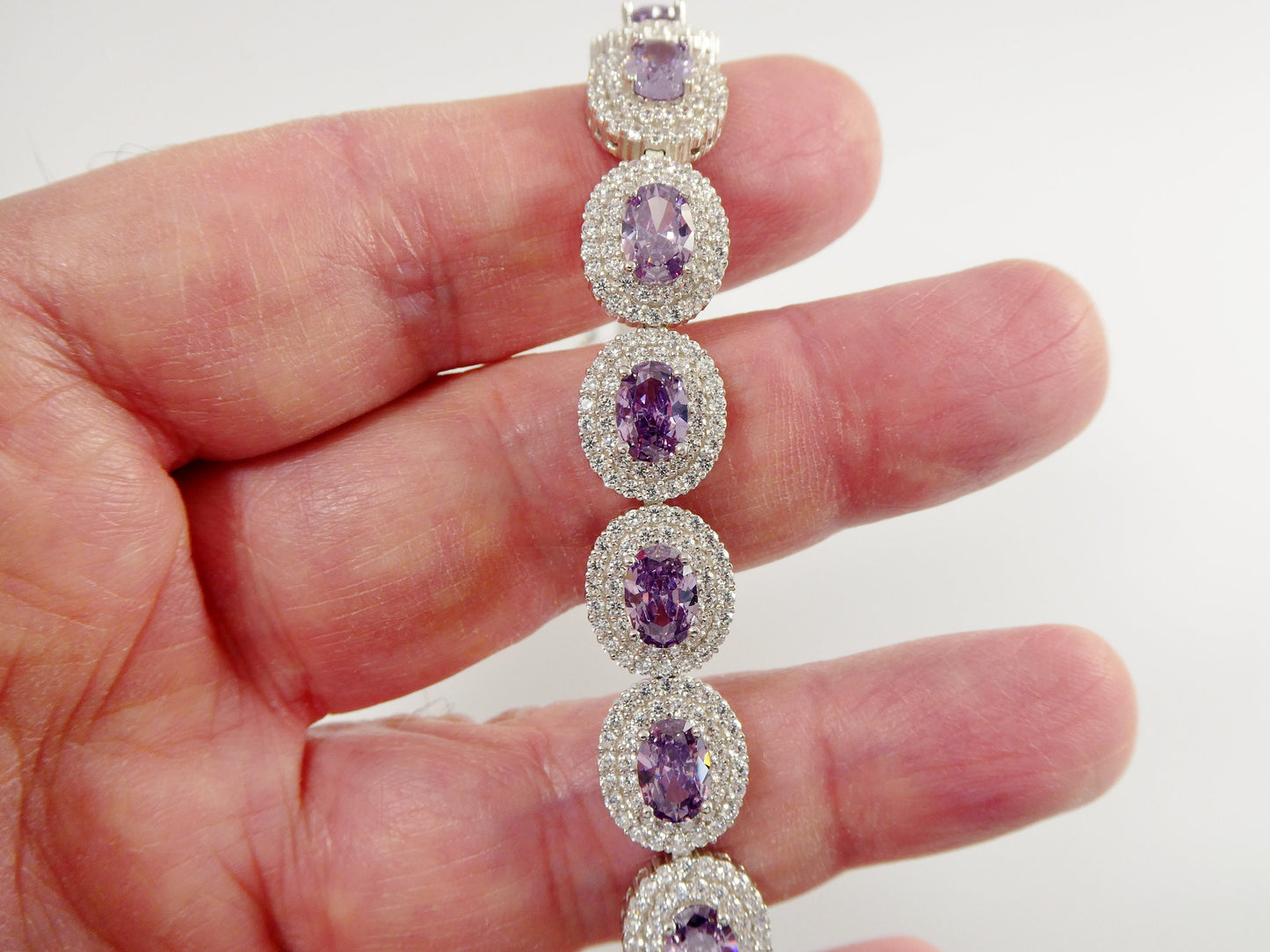 7 inch real 925 sterling silver large color stone ladies bracelet
