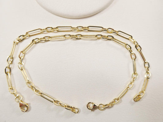 real 14k solid yellow gold design paperclip 6.5/ 7/ inch bracelet