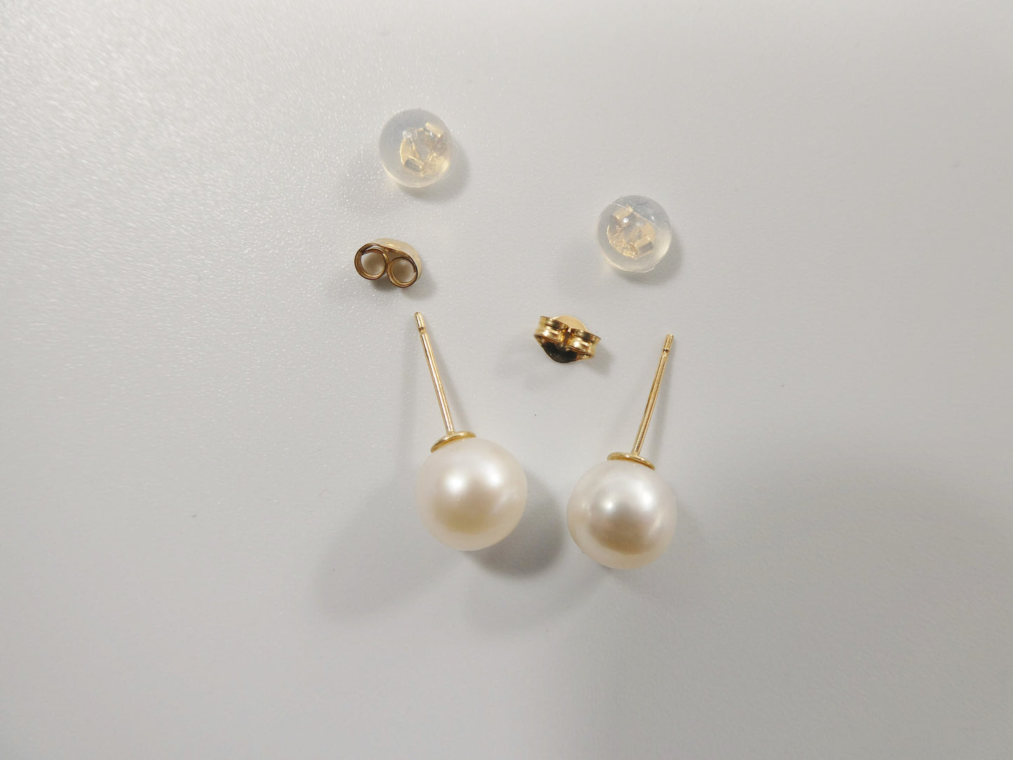 real 10k solid yellow gold original pearl push post stud earrings