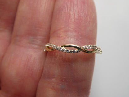Real 10k Solid Yellow Gold Women's Classic Micro Pave Setting Ring