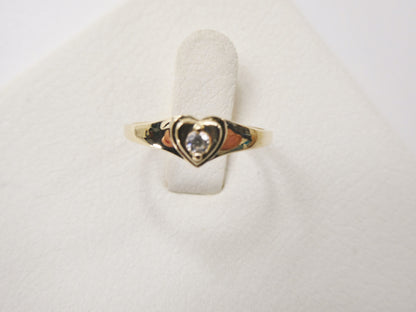 10k Solid Yellow Gold Baby Children Heart Shaped Color Stone Ring