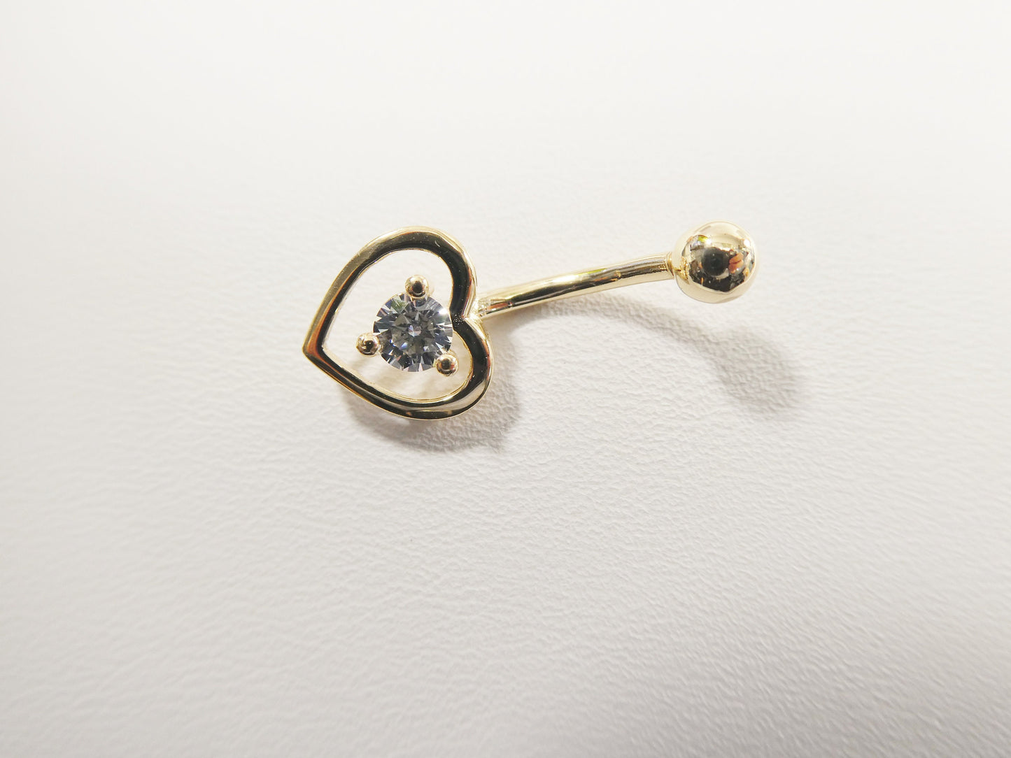 14k real solid yellow gold heart belly button ring piercing