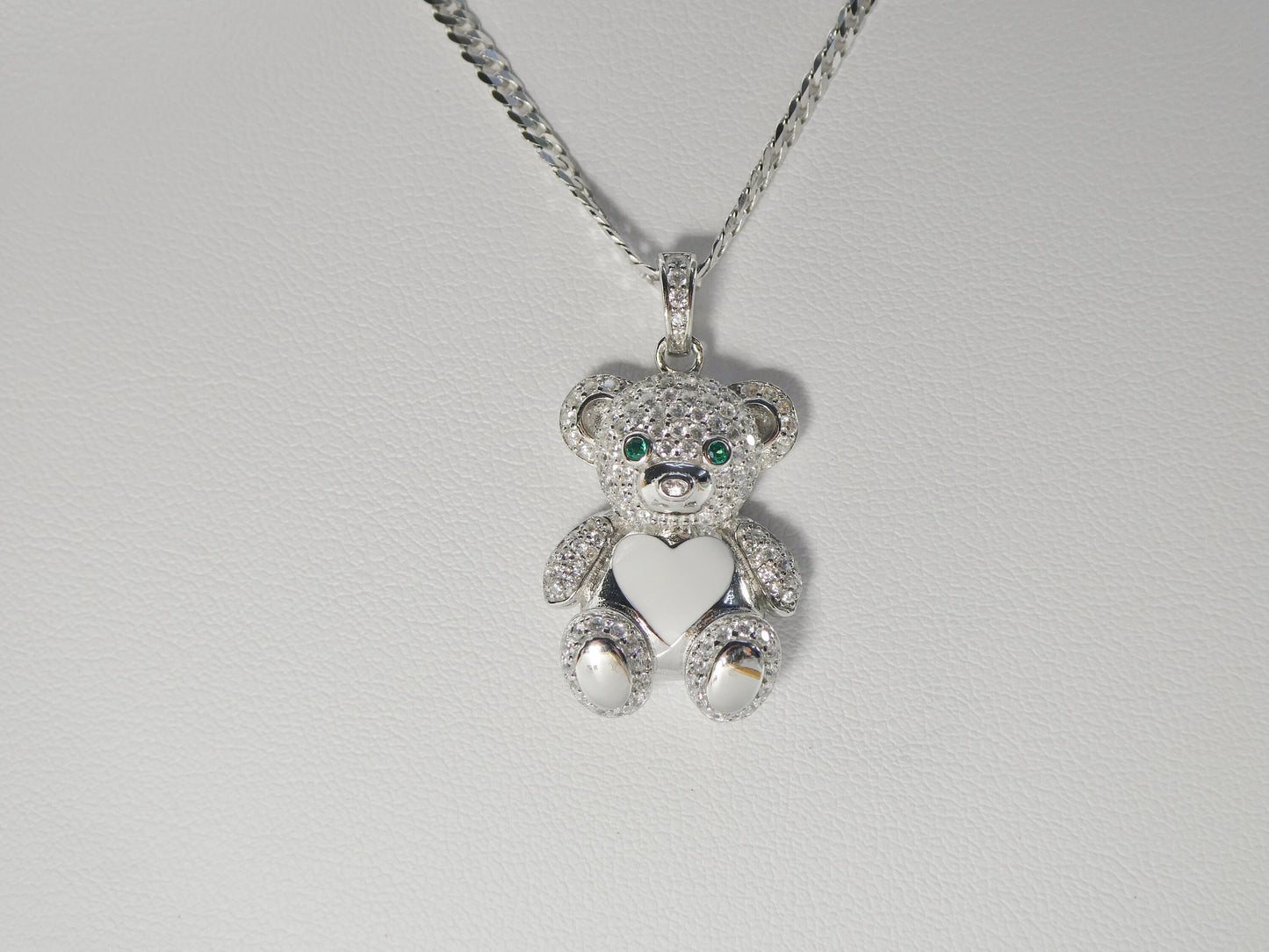 925 sterling silver enamel color teddy bear set chain and pendent