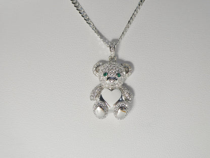 925 Sterling Silver Enamel Color Teddy Bear Set Chain and Pendent