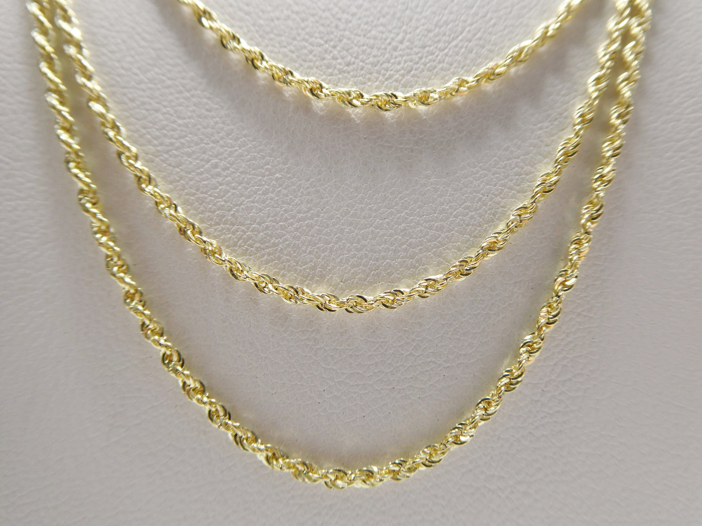 real 14k solid yellow gold rope chain women men necklace