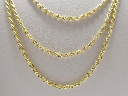 Real 14k Solid Yellow Gold Rope Chain Women Men Necklace