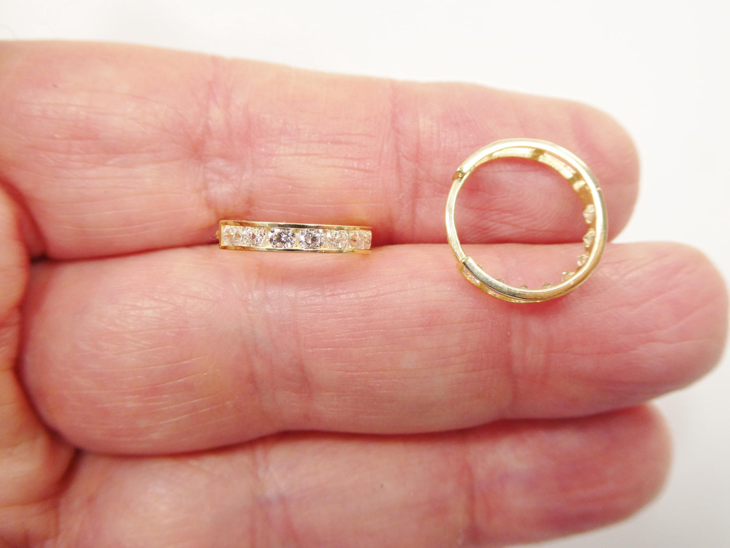 real 10k solid yellow gold 14.5mm hoop huggie earring