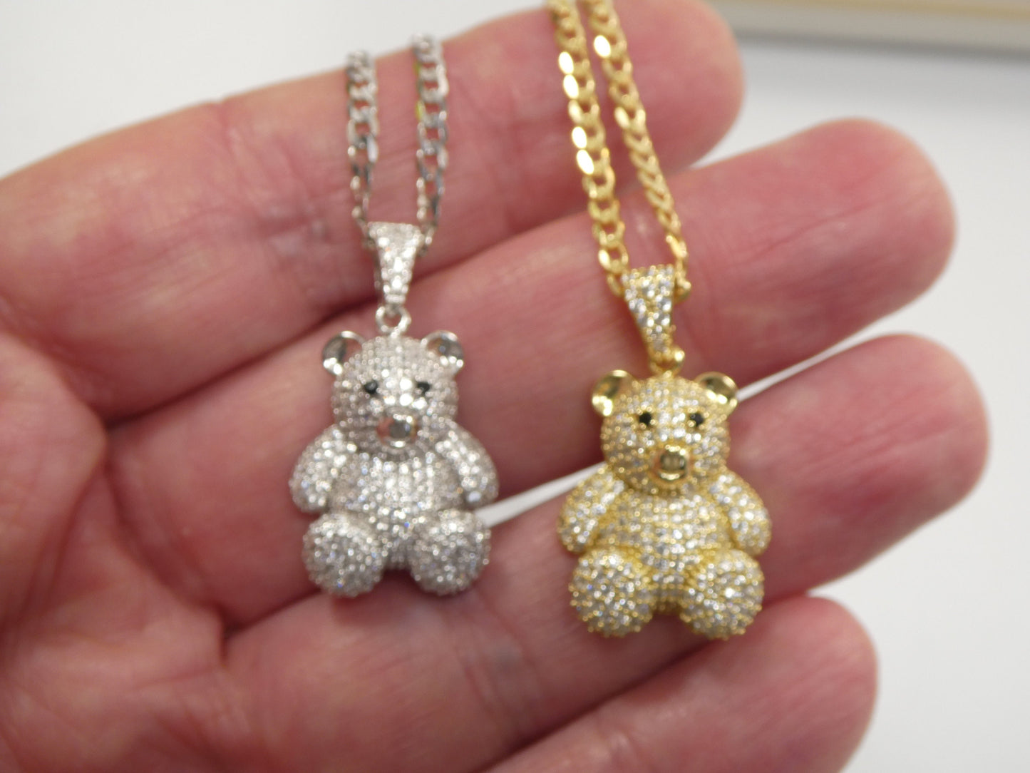 925 sterling silver teddy bear set chain and pendent