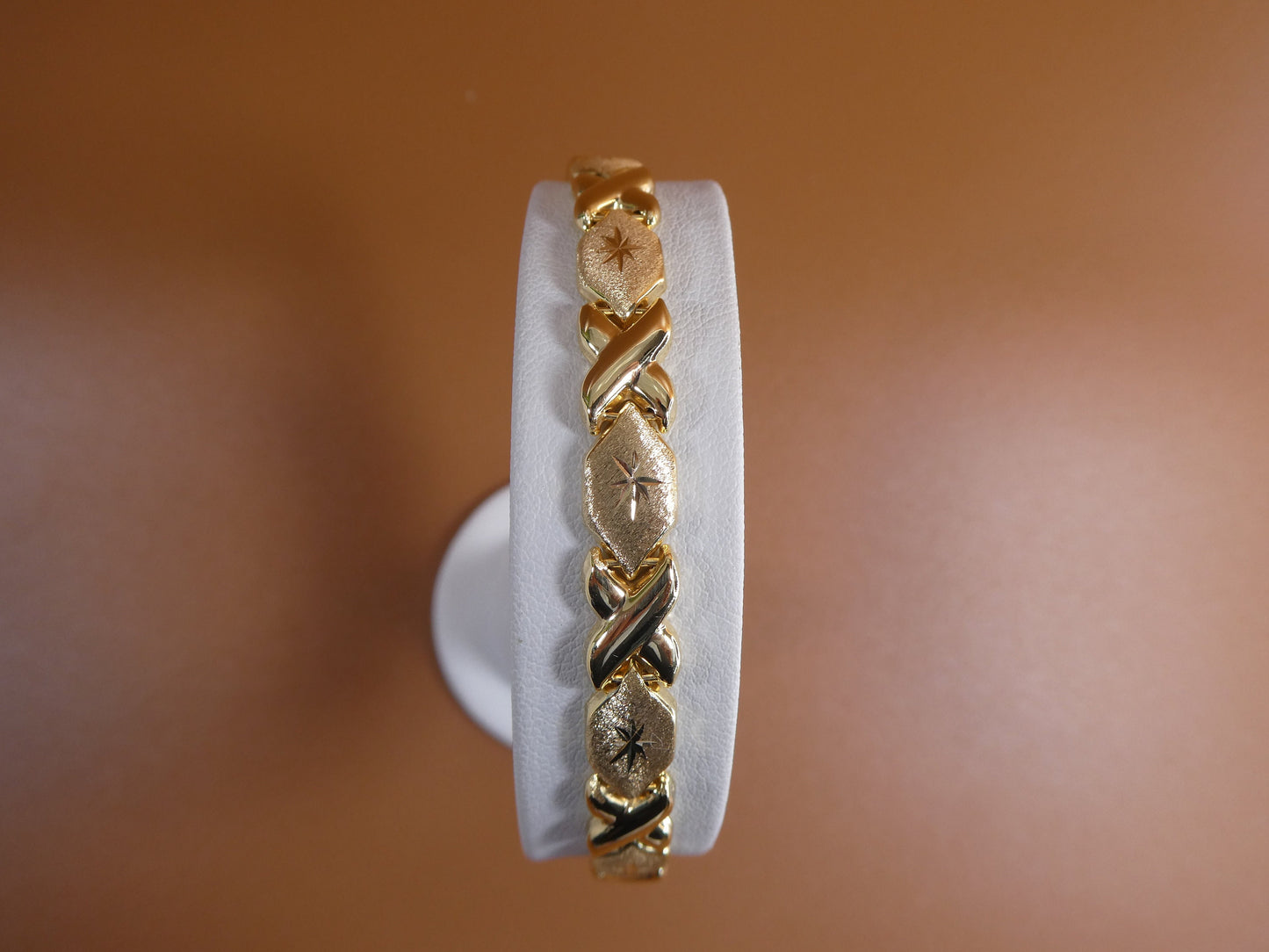 6.5 inch 7 inch xoxo stampato bracelet all yellow tone 14k yellow gold color finish over real 925 sterling silver